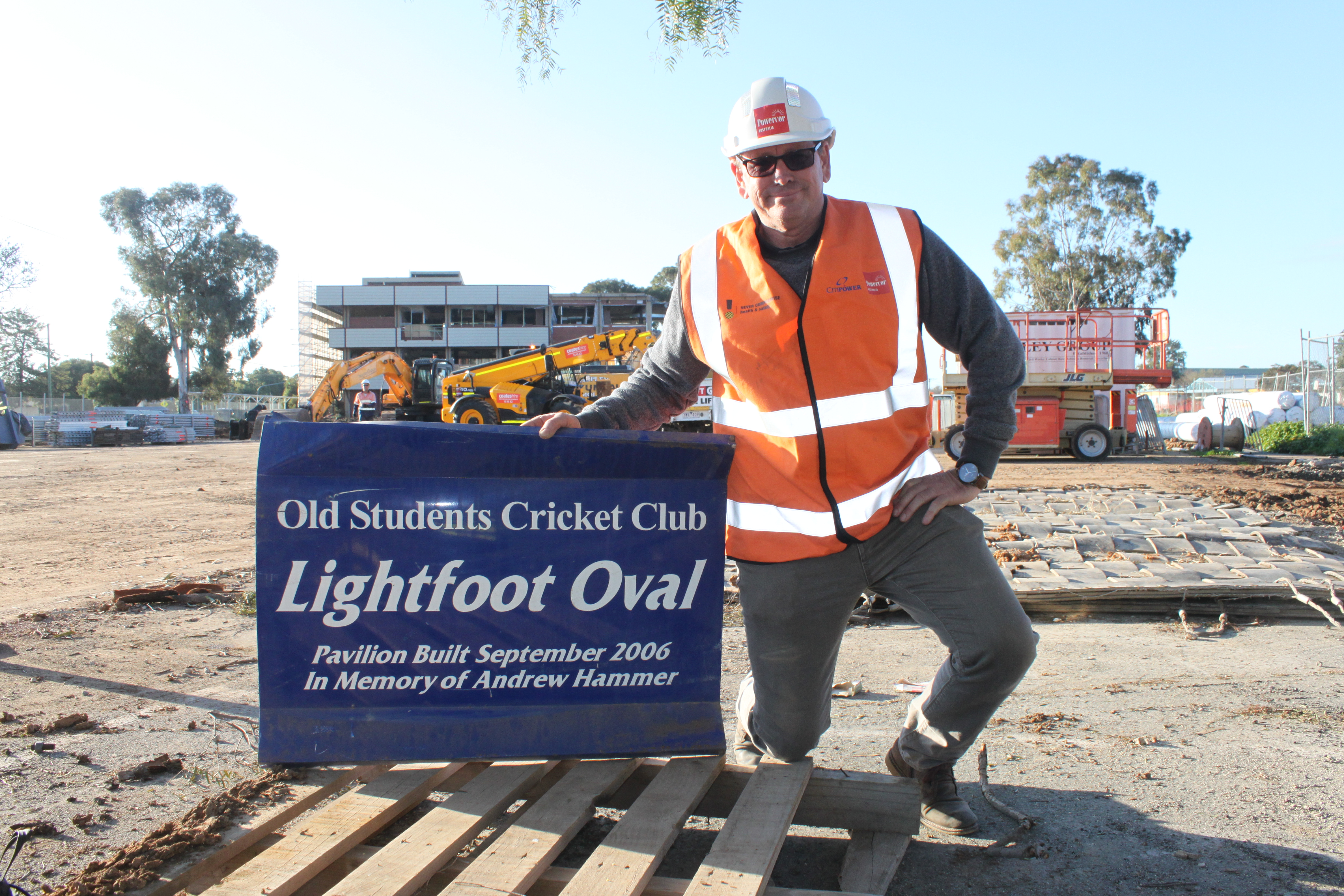 Ross Hammer at Shepparton High School where a memorial to his son has been carefyully dismantled for relocation