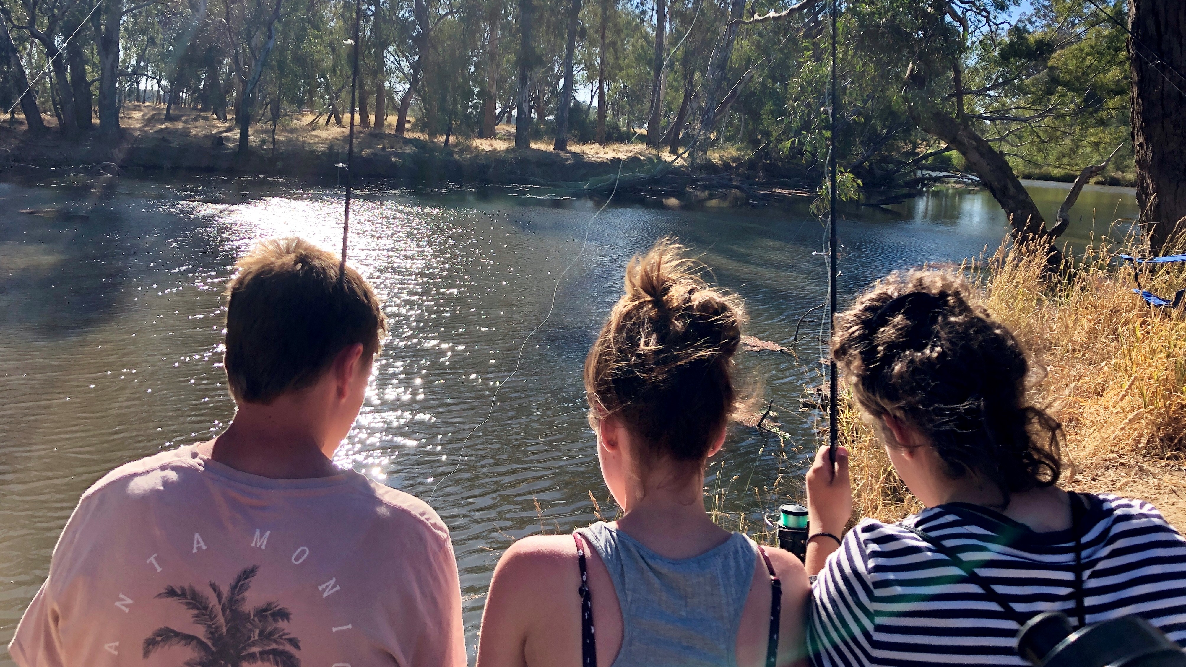 Students at the Dookie camp enjoy fishing at Caseys Weir